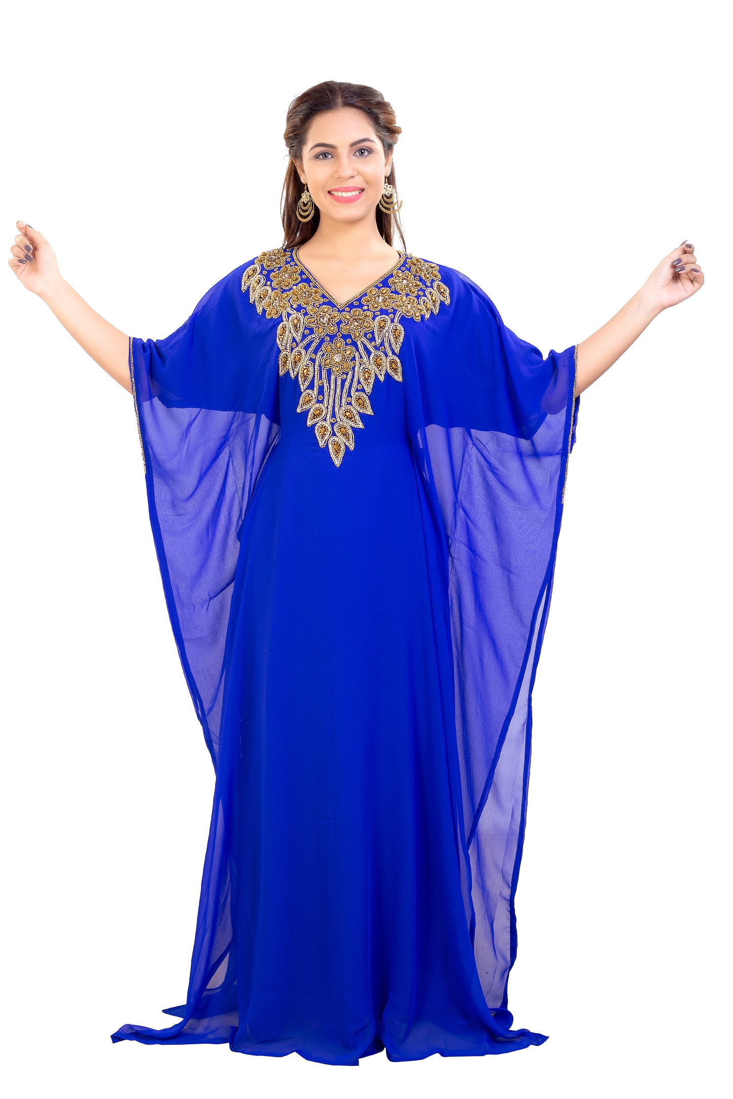 Dubai Farasha Kaftan Maxi with Rhinestones and Sequins - Maxim Creation