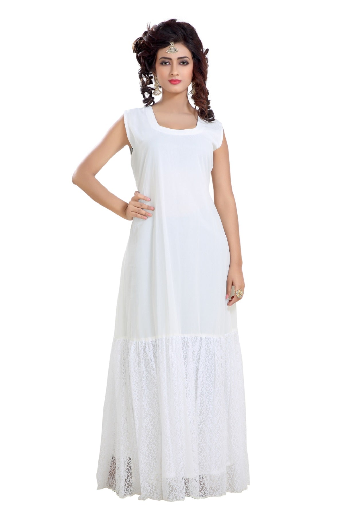 Boho Style Cream Maxi Dress - Maxim Creation