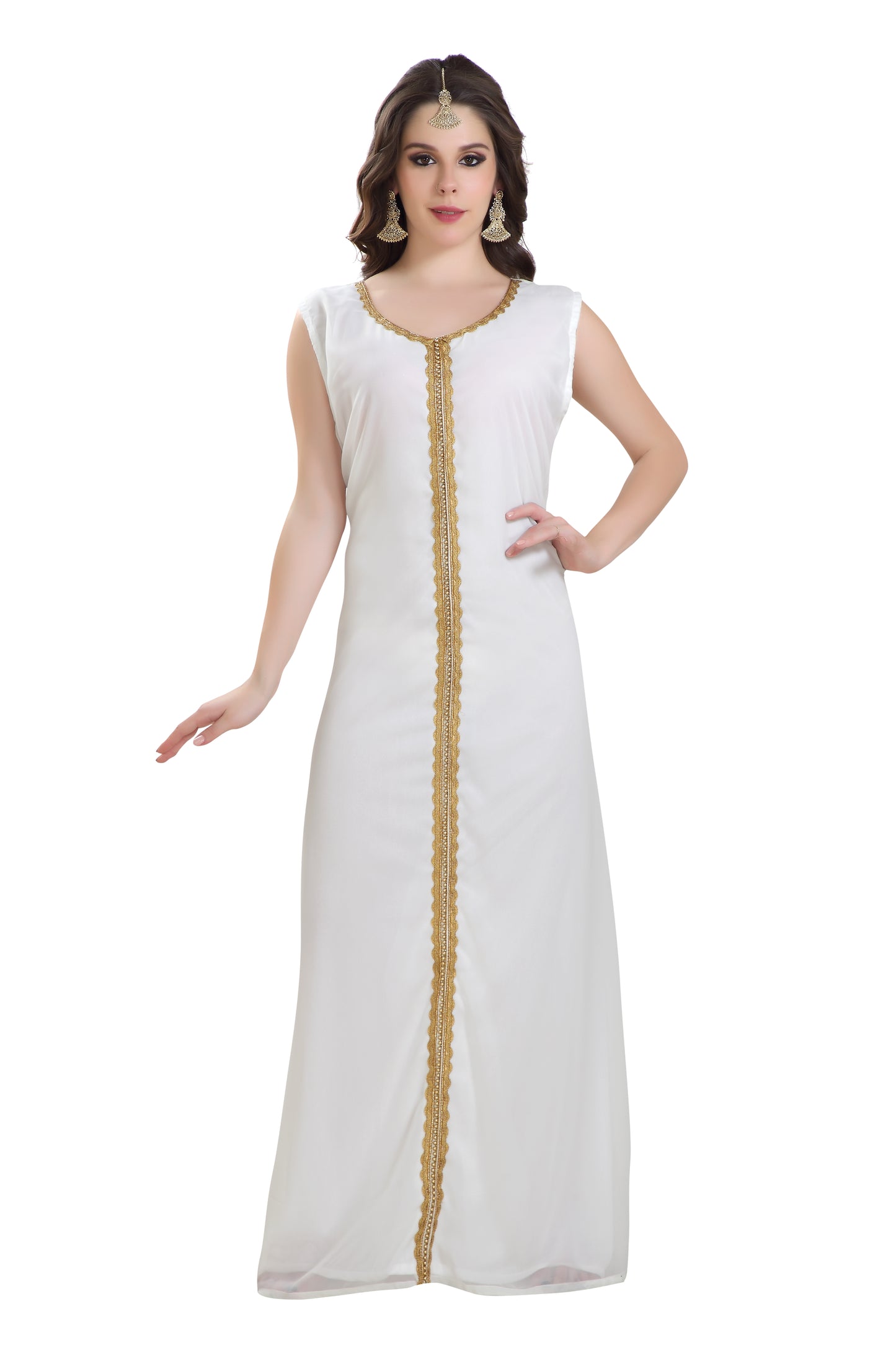 Golden Beaded Arabian Caftan Dress - Maxim Creation