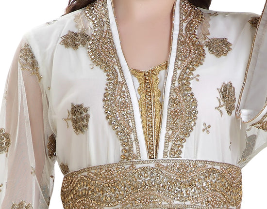 Golden Beaded Arabian Caftan Dress - Maxim Creation