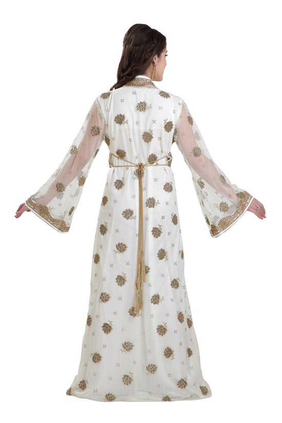 Arabian Kaftan Golden Embroidered Dress - Maxim Creation