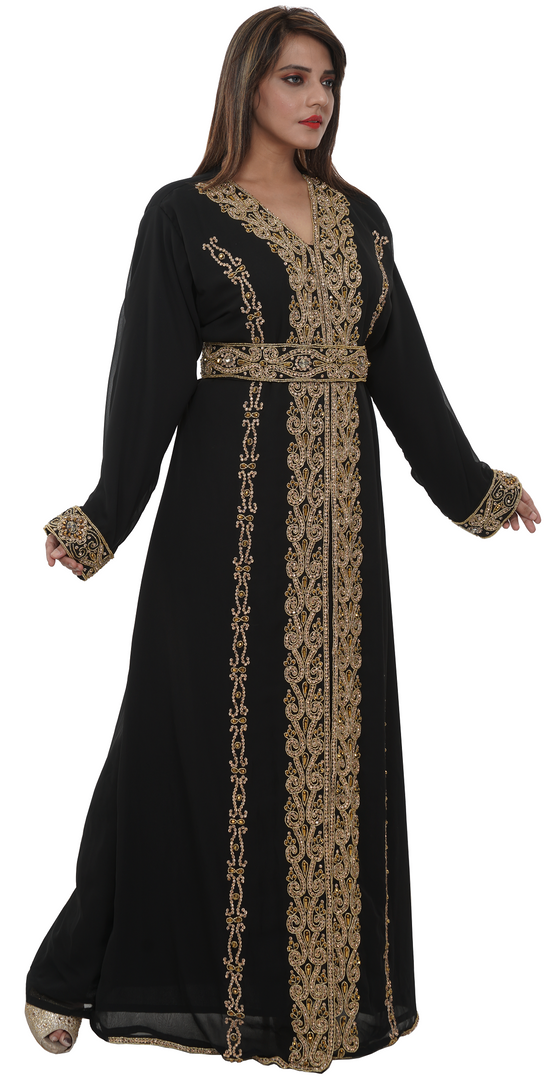 Arabian Caftan With Golden Beads - Maxim Creation