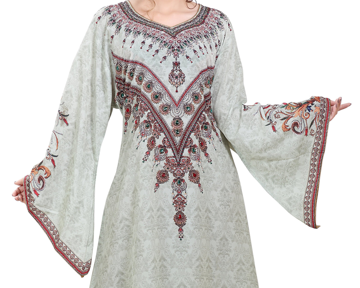 Persian Printed Maxi With Mix Embroidered Beads - Maxim Creation