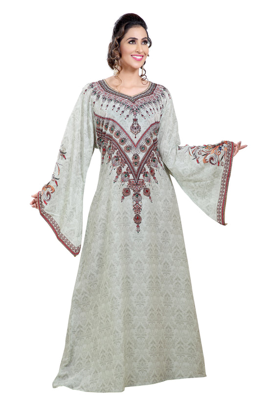 Persian Printed Maxi With Mix Embroidered Beads - Maxim Creation