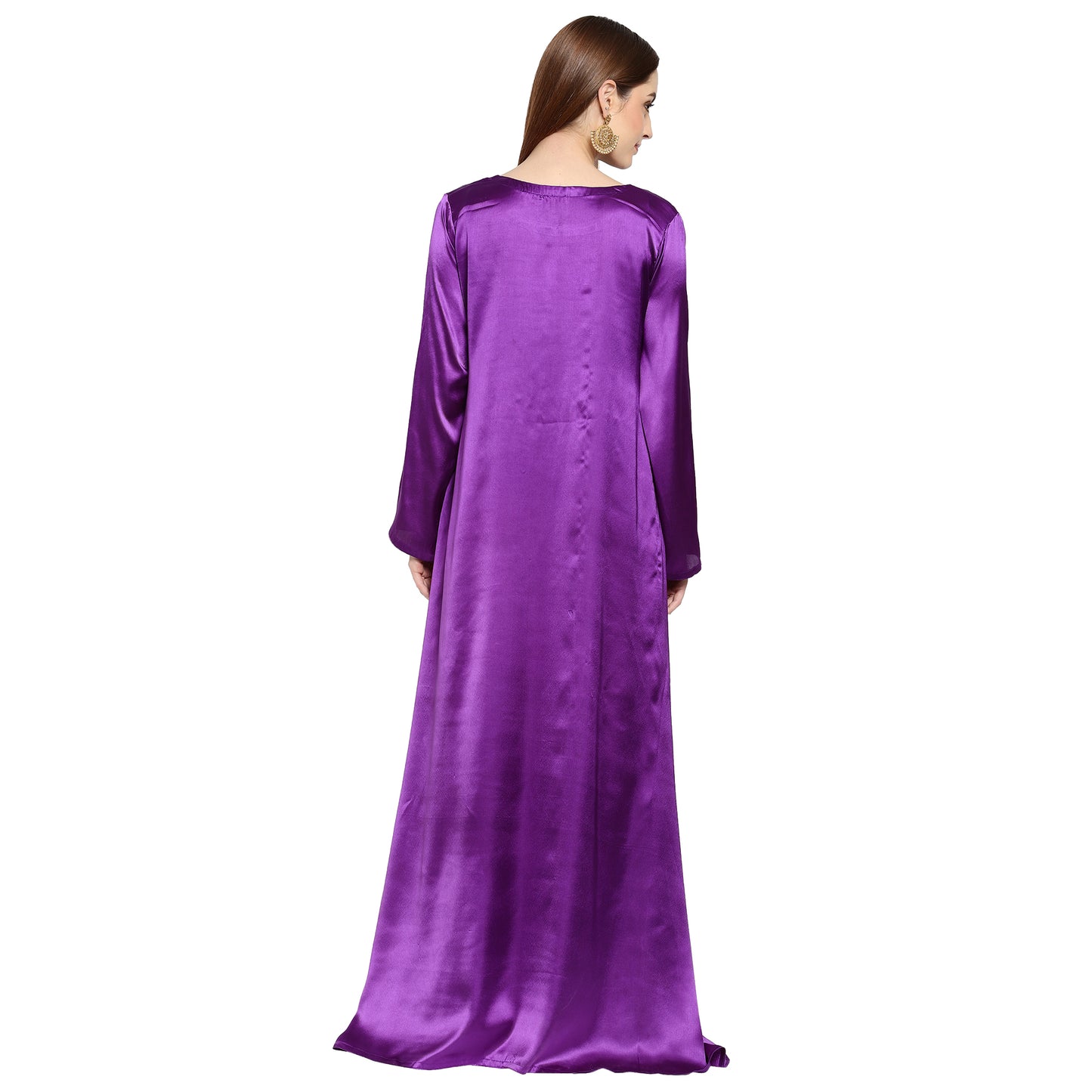 Wedding Gown Hand Embroidered Dress in Purple Velvet - Maxim Creation