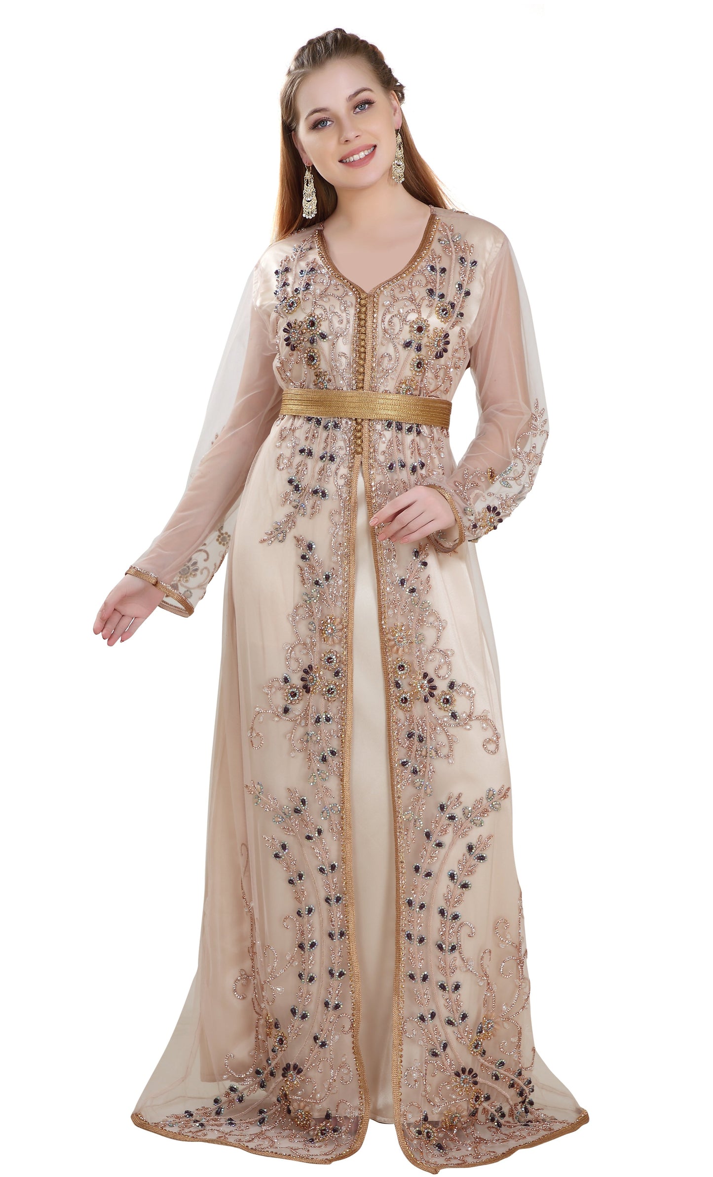 Algerian Kaftan Embroidered Hand Made Gown - Maxim Creation