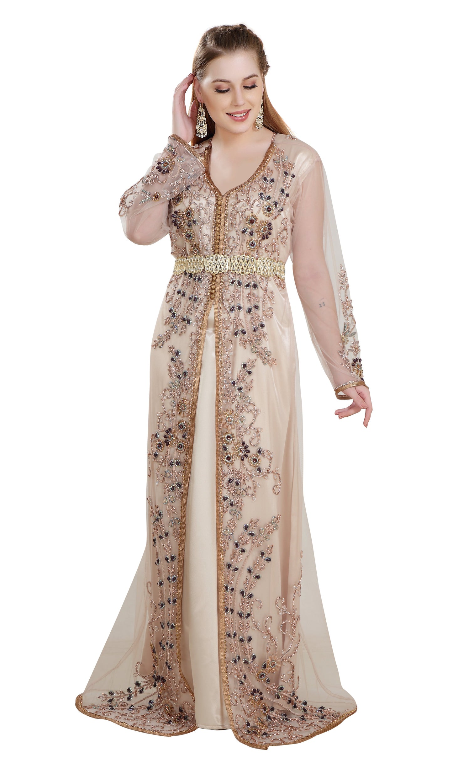 Algerian Kaftan Embroidered Hand Made Gown - Maxim Creation