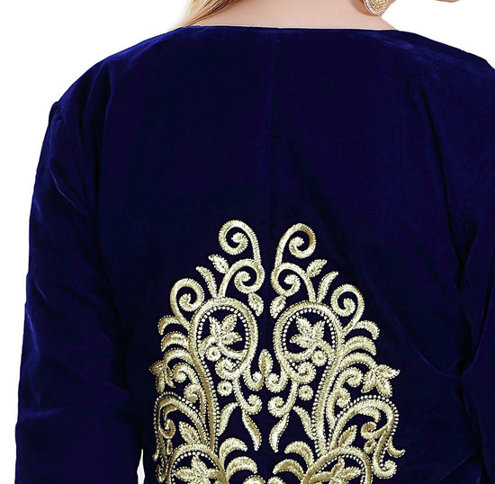 Sarwal Algerian Traditional Velvet Jacket Embroidered Kaftan - Maxim Creation