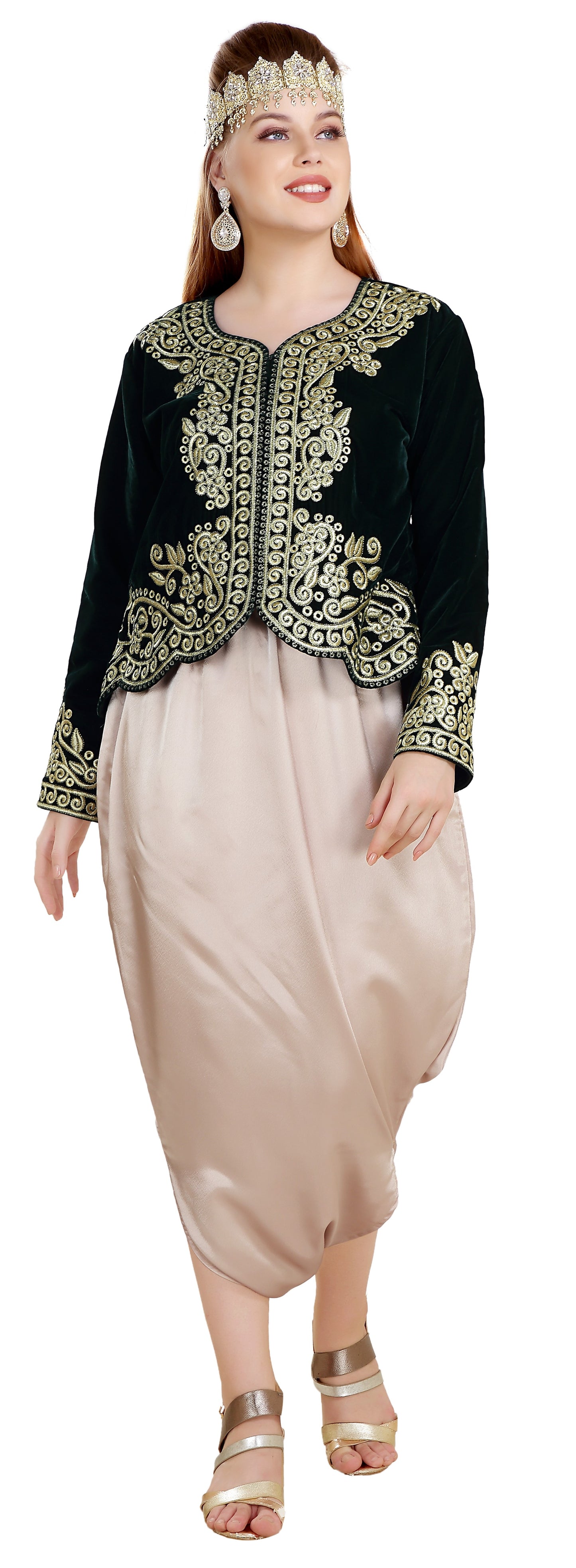 Sarwal Algerian Traditional Black Velvet Jacket Top - Maxim Creation