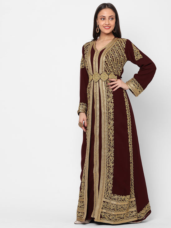 Djellaba Dress Hand Embroidered Gown - Maxim Creation