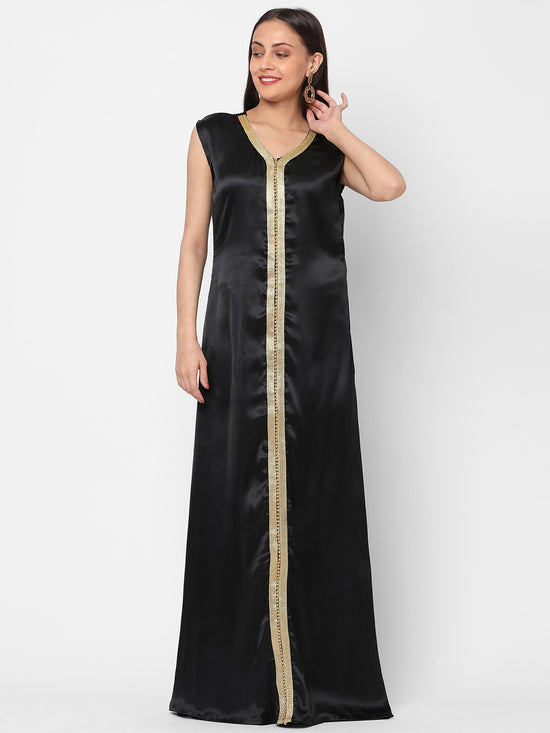 Hand Embroidered Designer Wedding Kaftan in Black Velvet - Maxim Creation