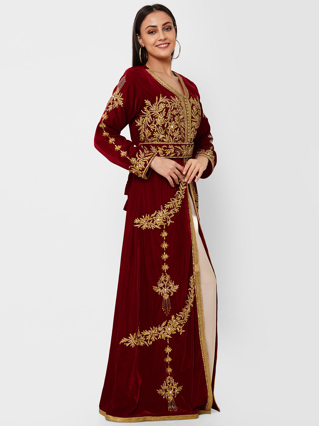 Modern Velvet Kaftan Evening Party Gown - Maxim Creation