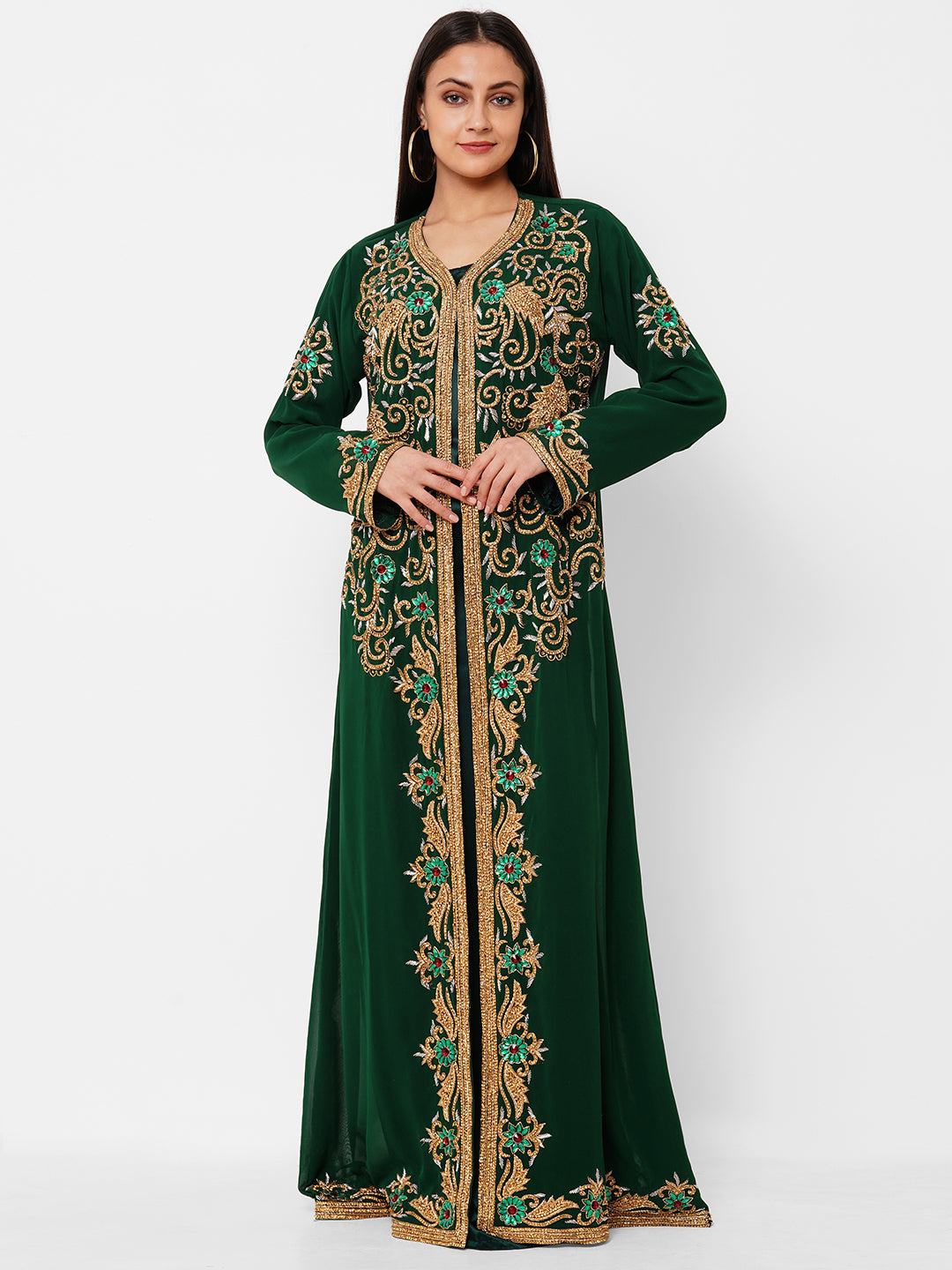 Zardosi Embroidered Kaftan Wedding Gown - Maxim Creation