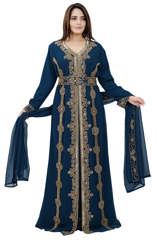 Designer Jalabiya Embroidered Gown - Maxim Creation