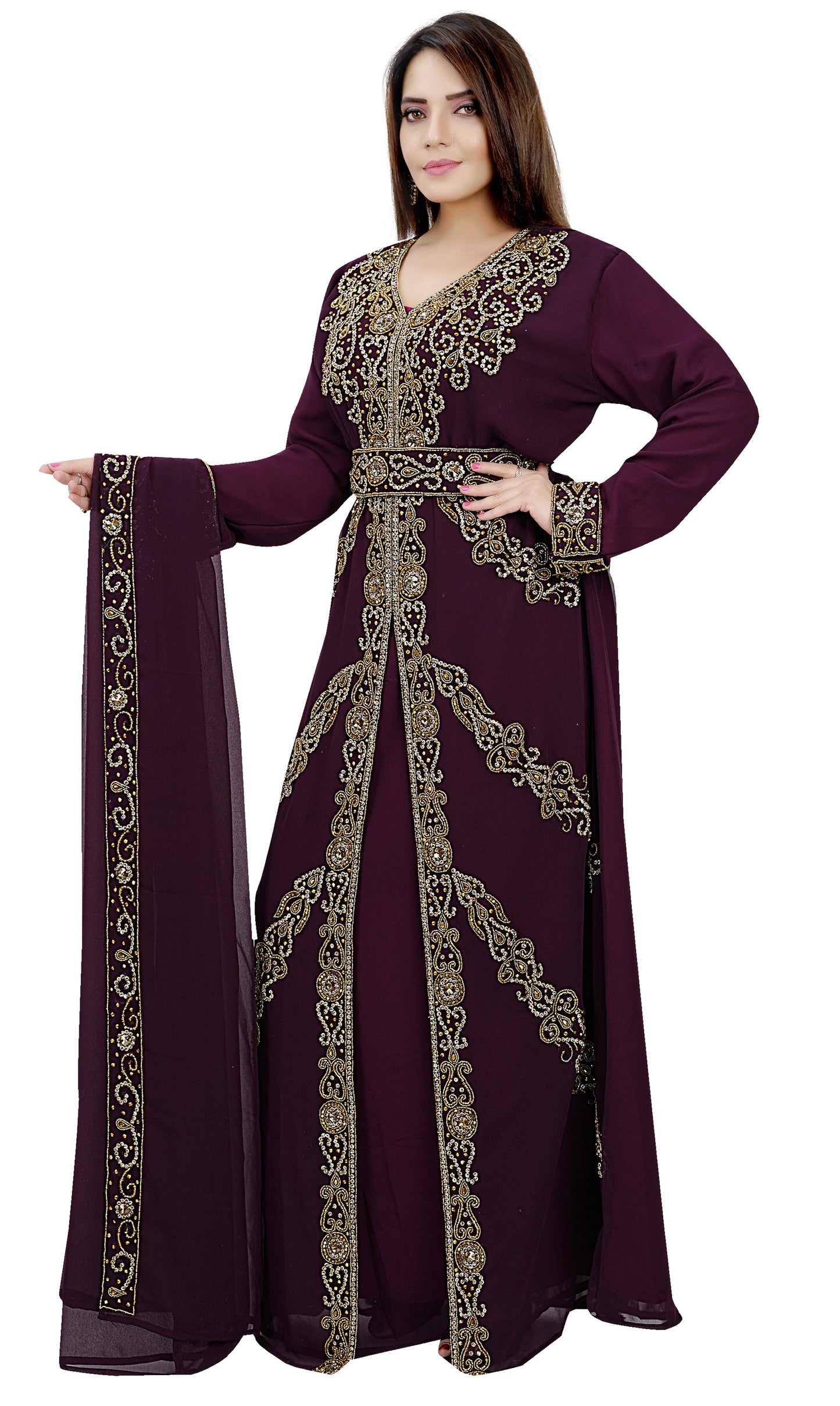 Embroidered Jellabiya Kaftan Gown - Maxim Creation