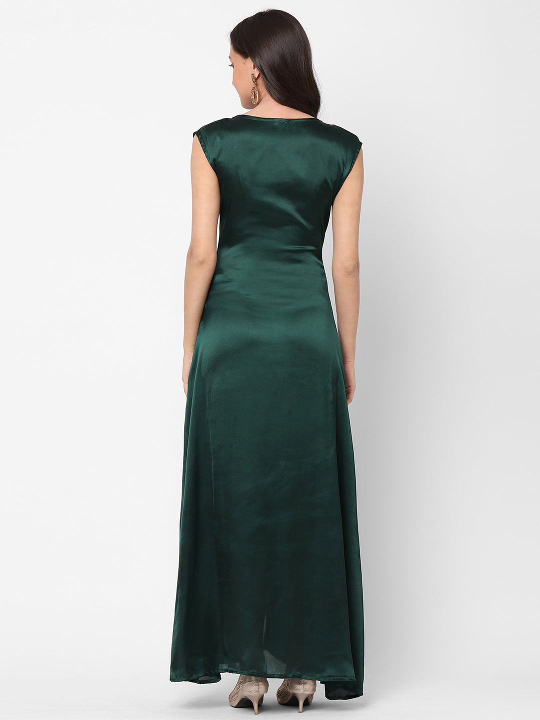 Designer Caftan Wedding Dress in Dark Green Velvet - Maxim Creation