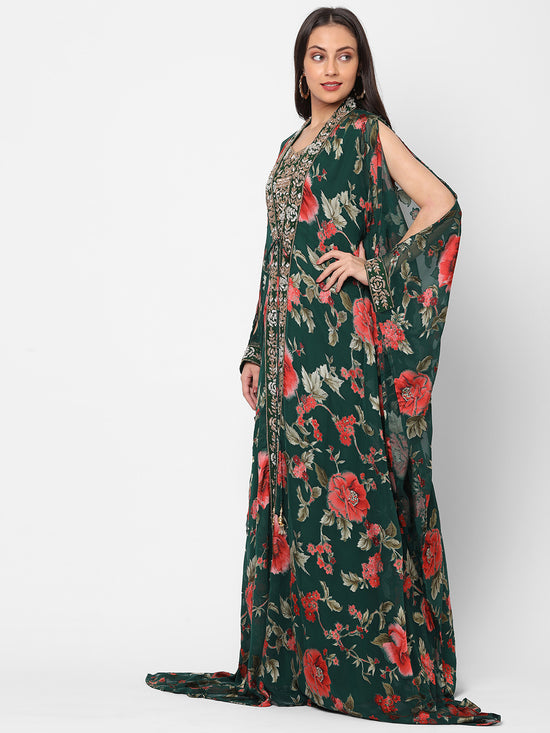 Summer Kaftan Floral Printed Slit Sleeve Maxi - Maxim Creation