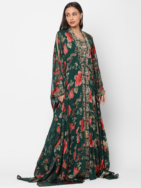 Summer Kaftan Floral Printed Slit Sleeve Maxi - Maxim Creation