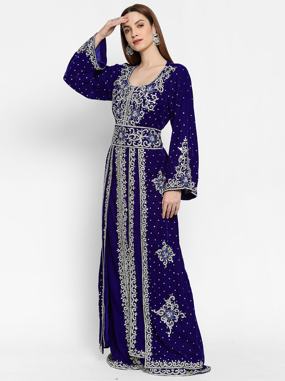 Designer Caftan With Crystal Embroidered Work - Maxim Creation