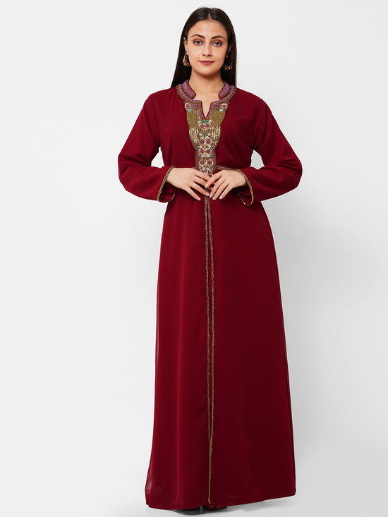 Embroidered Abaya Maxi Dress - Maxim Creation