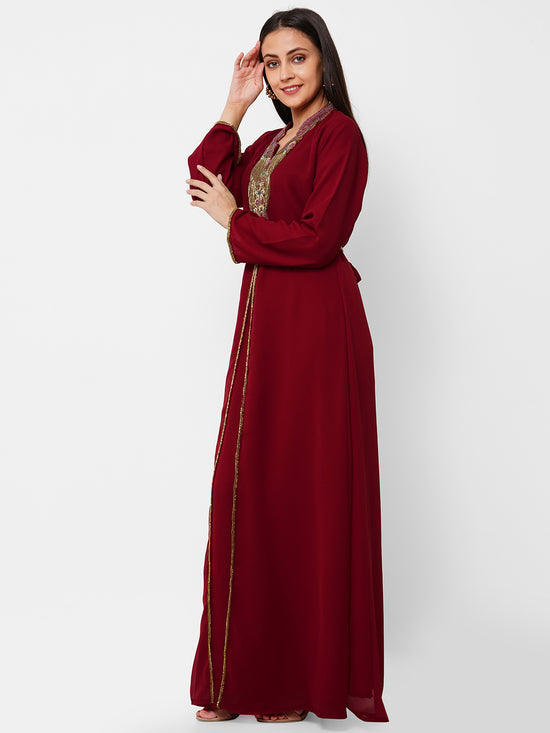 Embroidered Abaya Maxi Dress - Maxim Creation