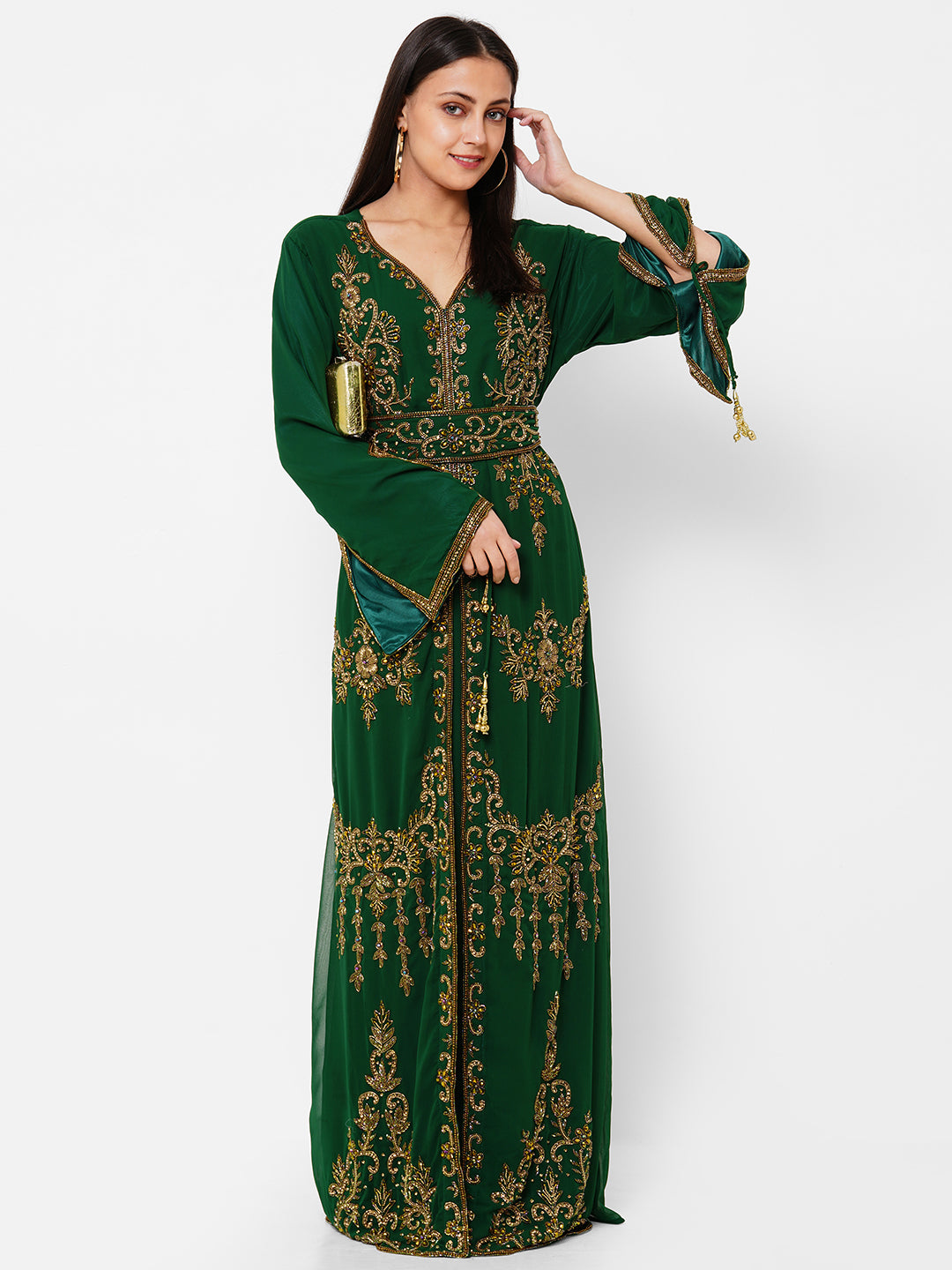 Embroidered Arabian Kaftan Designer Jalabiya - Maxim Creation