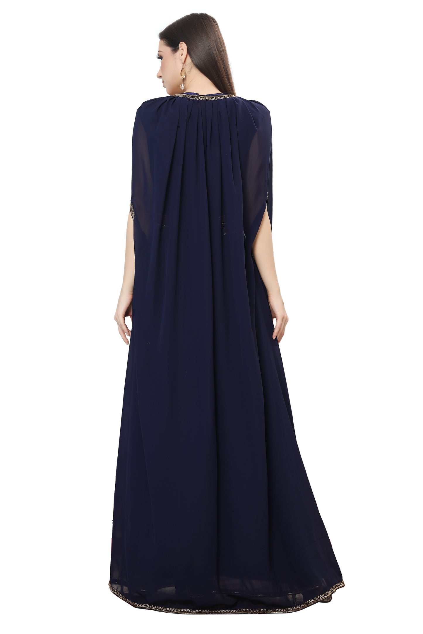 Navy Blue Karakou Algerian Caftan Mermaid Gown - Maxim Creation