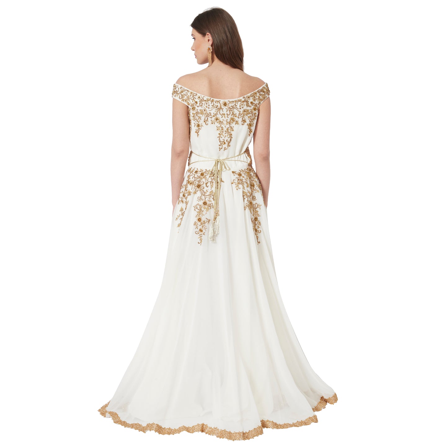 Off Shoulder Embroidered Gown Crystal Ball Gown - Maxim Creation