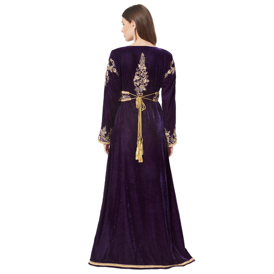 Designer Takchita Caftan Purple Velvet Wedding Gown - Maxim Creation