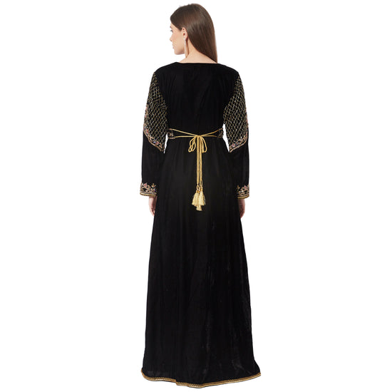 Takchita Caftan Black Velvet Wedding Gown Mother + Daughter Combo Set - Maxim Creation