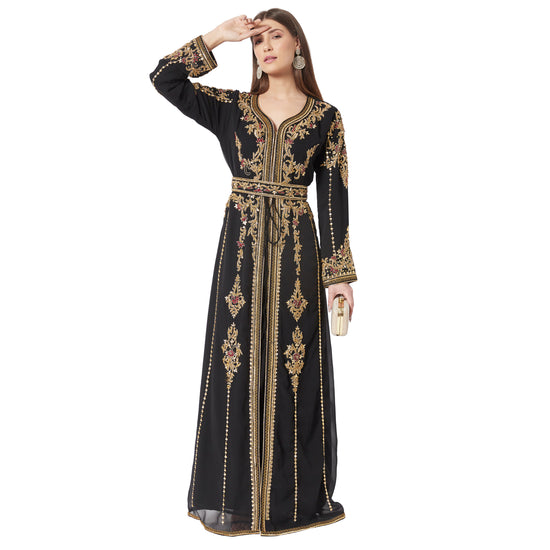 Moroccan Takchita Caftan Partywear Black Gown - Maxim Creation