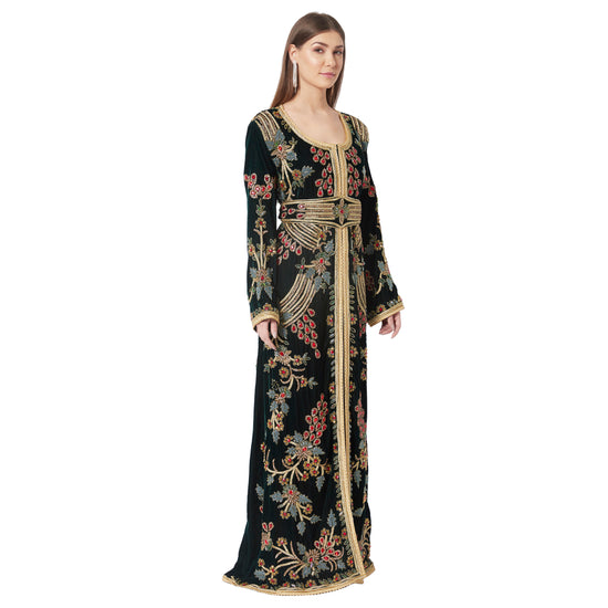 Designer Caftan Wedding Dress Handcrafted with Crystal In Velvet - Maxim Creation