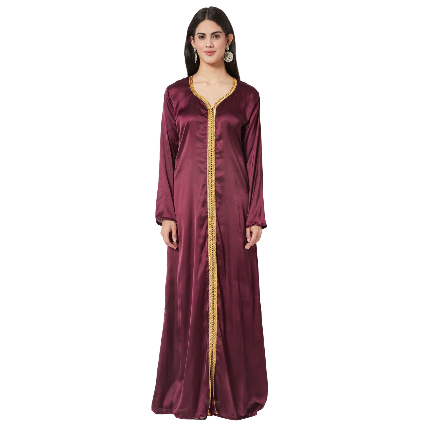 Takchita Caftan Wine Velvet Party Gown Evening Kaftan - Maxim Creation