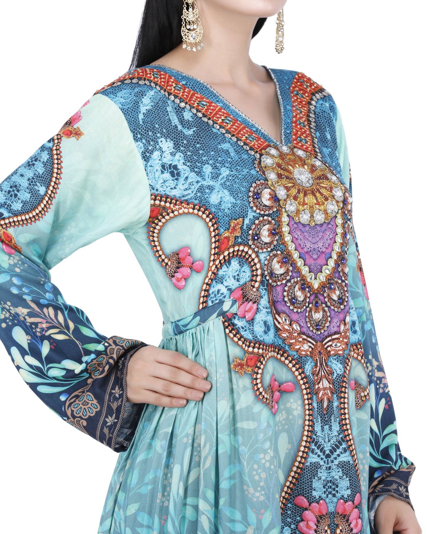 Digital Print Kaftan Long Maxi Dress - Maxim Creation