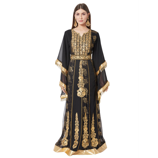 Designer Kaftan Black Wedding Gown - Maxim Creation