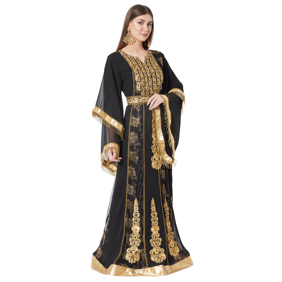 Designer Kaftan Black Wedding Gown - Maxim Creation