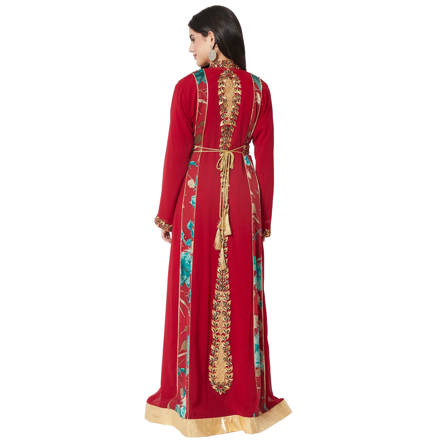 Jellabiya Maxi Dress With Traditional Golden Embroidery Dress - Maxim Creation