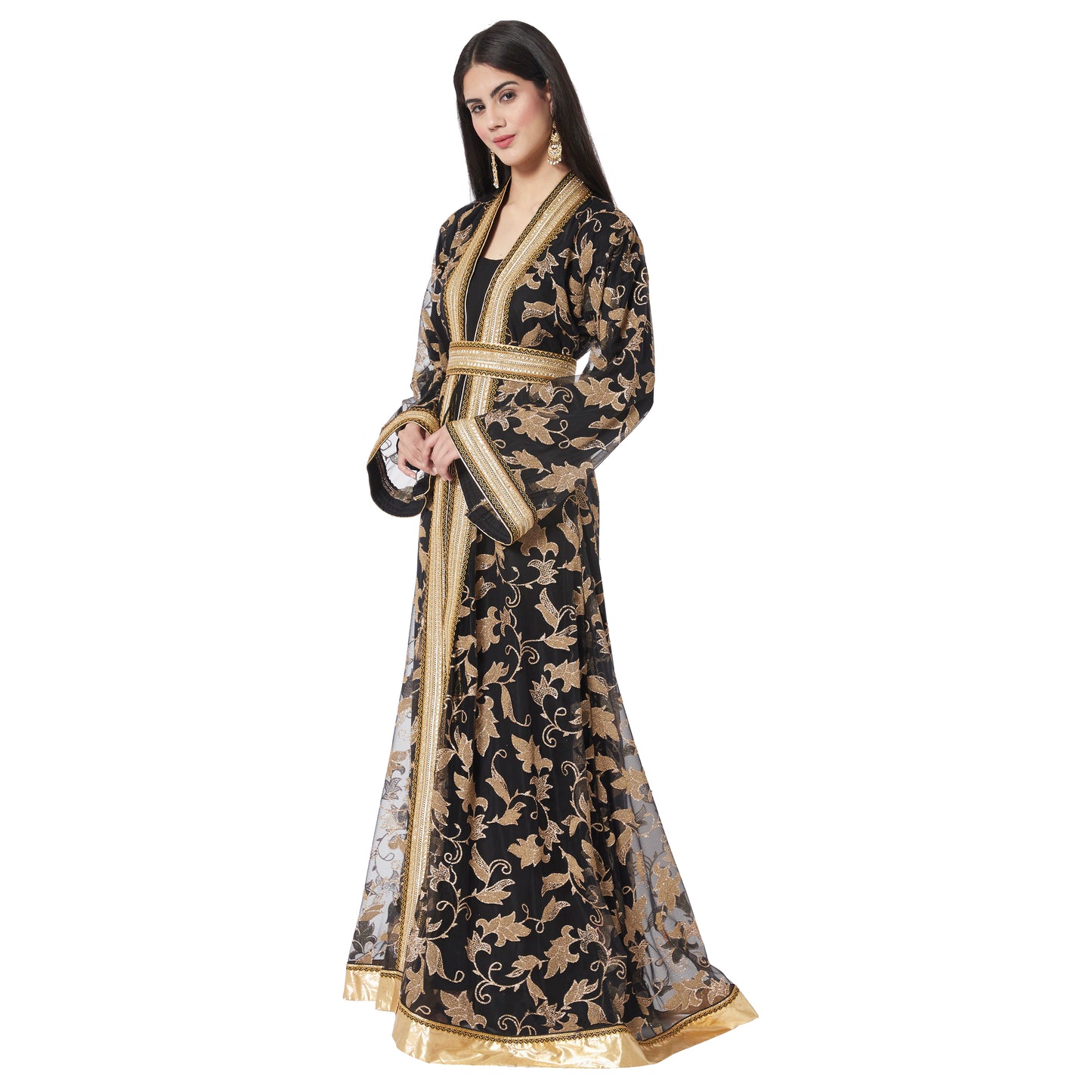 Arabian Thobe Partywear Kaftan Gown Mother + Daughter Combo Set - Maxim Creation