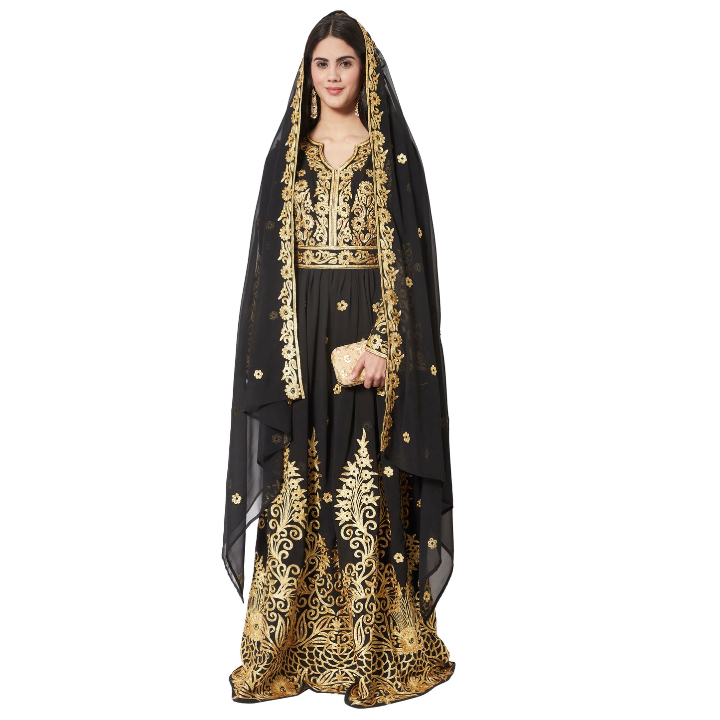 Dubai Kaftan Abaya Black Gown Bridesmaid Dress - Maxim Creation