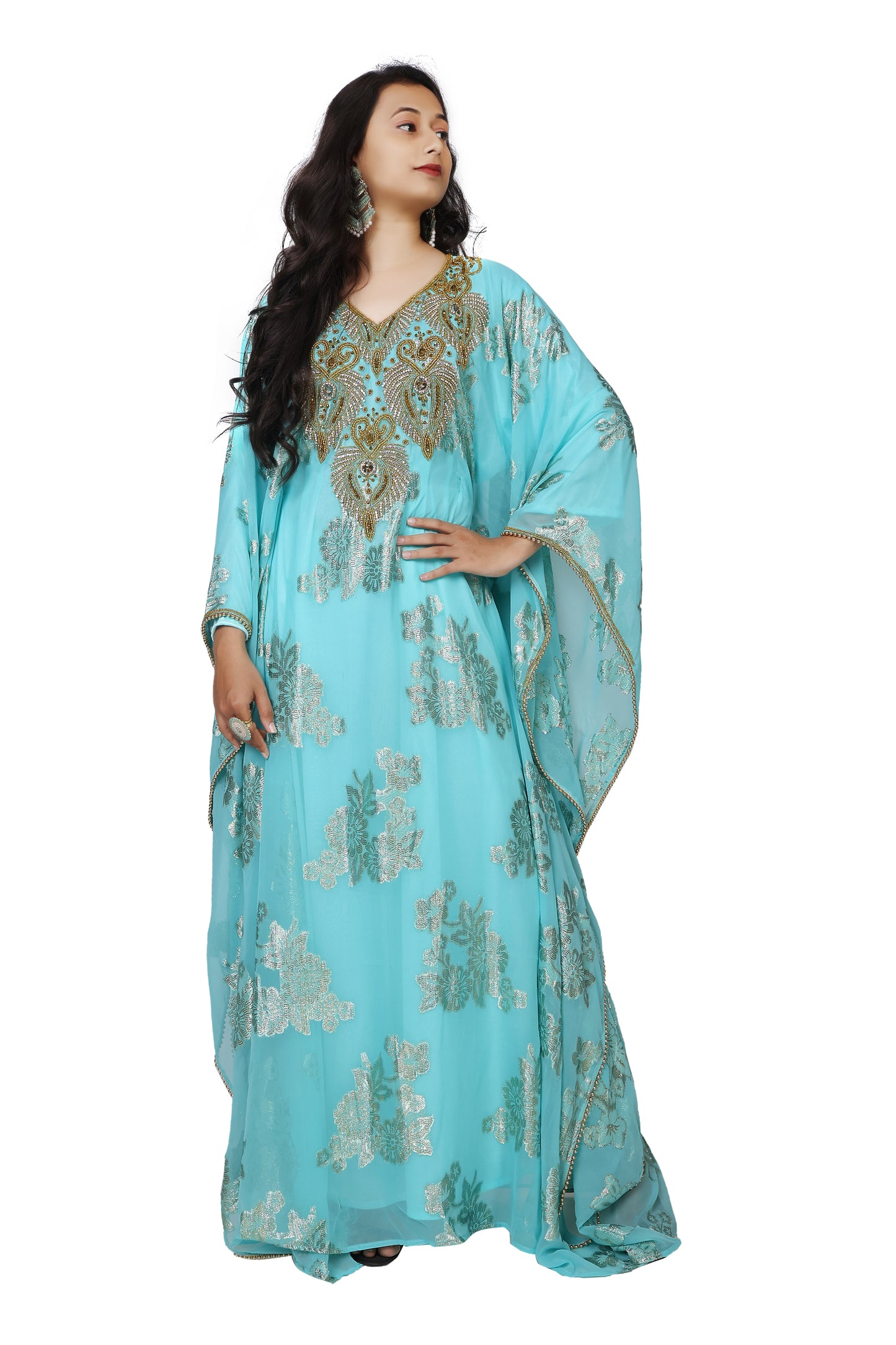 Traditional Wedding Caftan Dress with Crystal Hand Embroidery - Maxim Creation