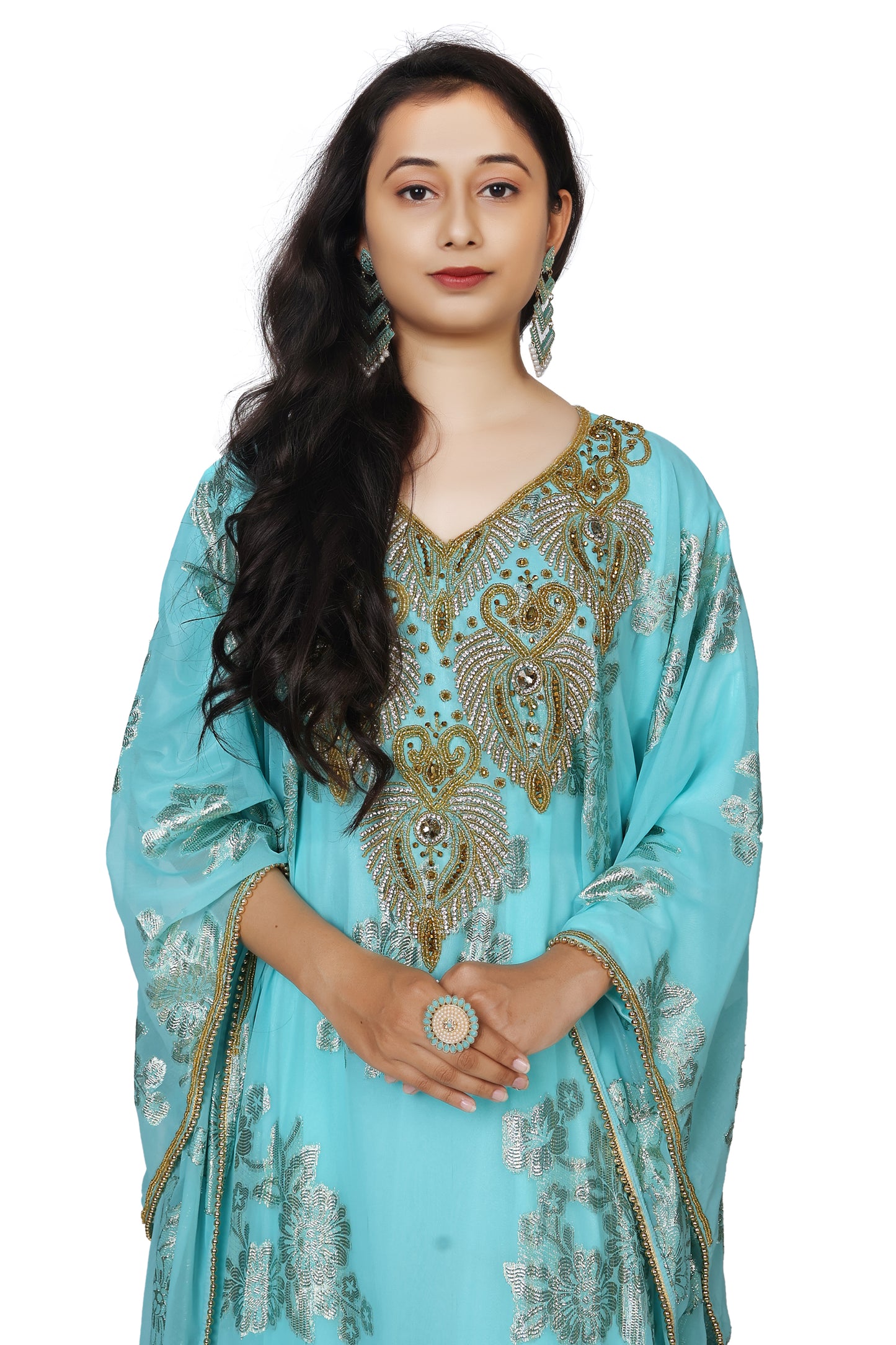 Traditional Wedding Caftan Dress with Crystal Hand Embroidery - Maxim Creation