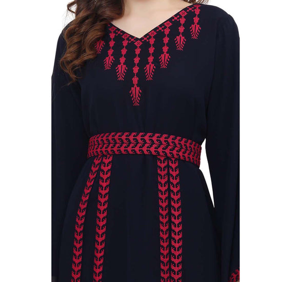 Modest Kaftan Thread Embroidered Maxi Dress - Maxim Creation