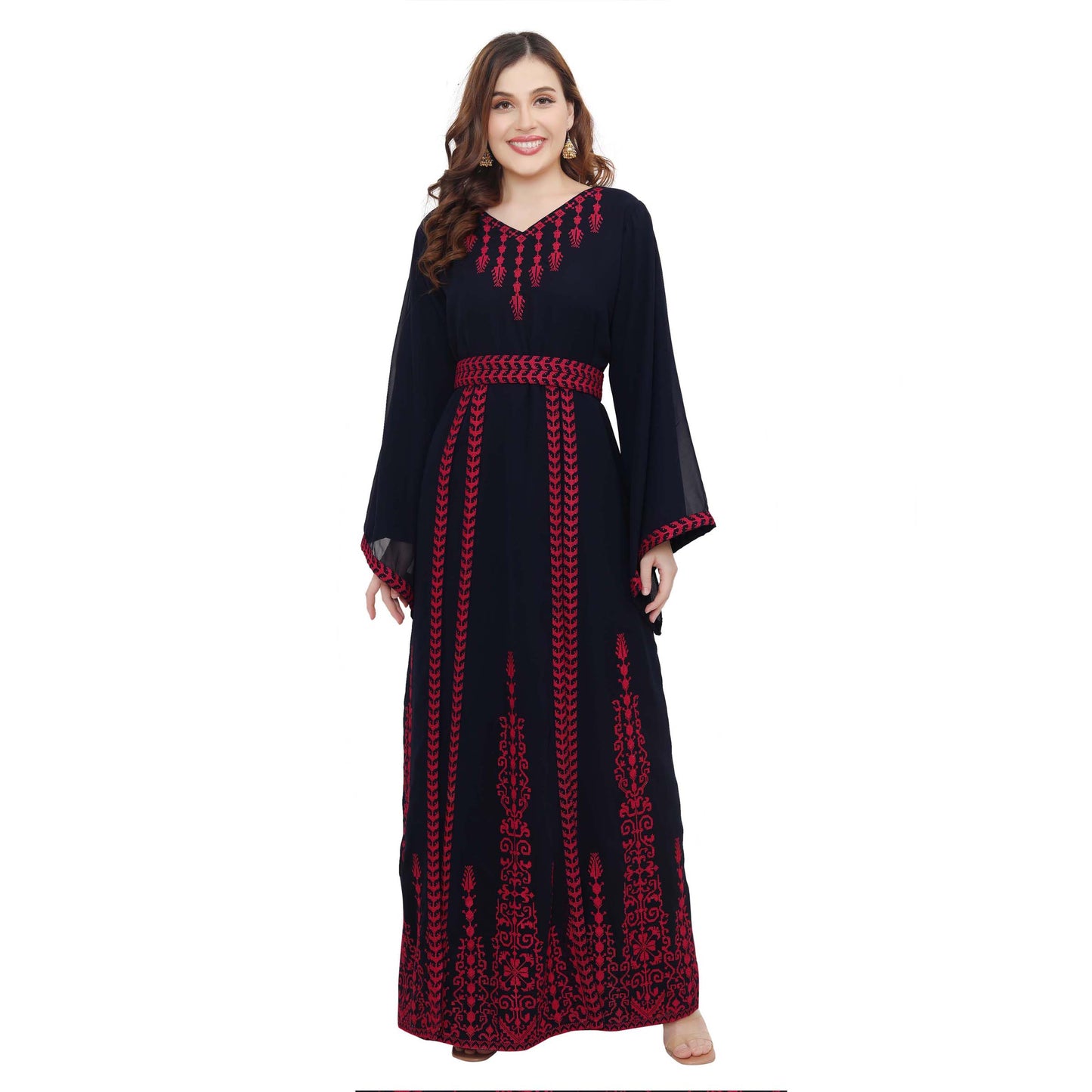 Modest Kaftan Thread Embroidered Maxi Dress - Maxim Creation