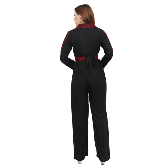 Designer Jumpsuit Red Thread Embroidery Ensemble - Maxim Creation