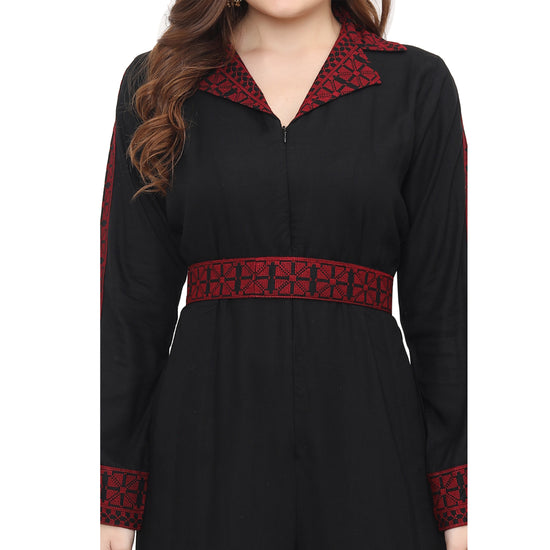 Designer Jumpsuit Red Thread Embroidery Ensemble - Maxim Creation