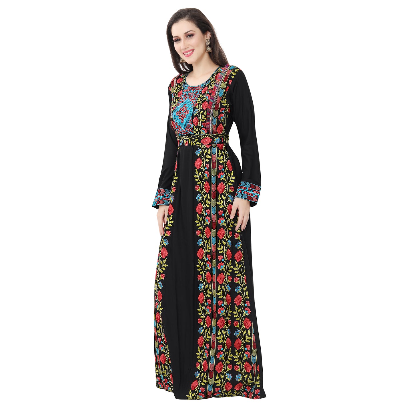 Traditional Kaftan Gown in Multicolor Embroidery - Maxim Creation