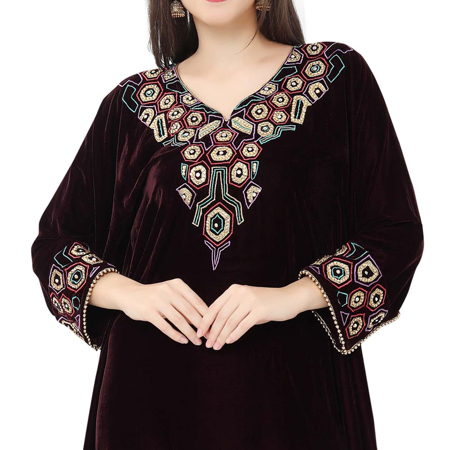 Designer Velvet Kaftan Handwork Party Gown - Maxim Creation