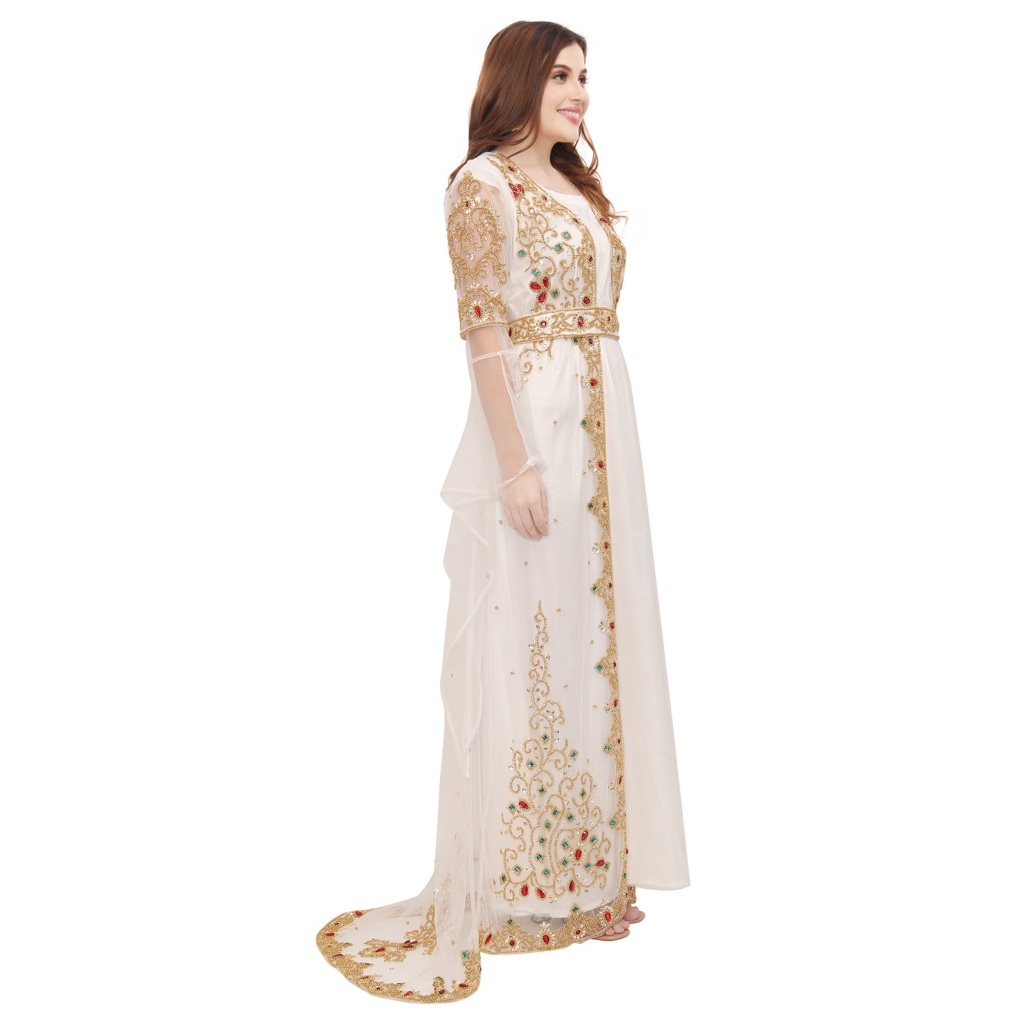 Women's Wedding Gown Hand-Embroidered Kaftan Abaya - Maxim Creation