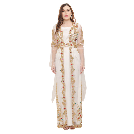 Women's Wedding Gown Hand-Embroidered Kaftan Abaya - Maxim Creation