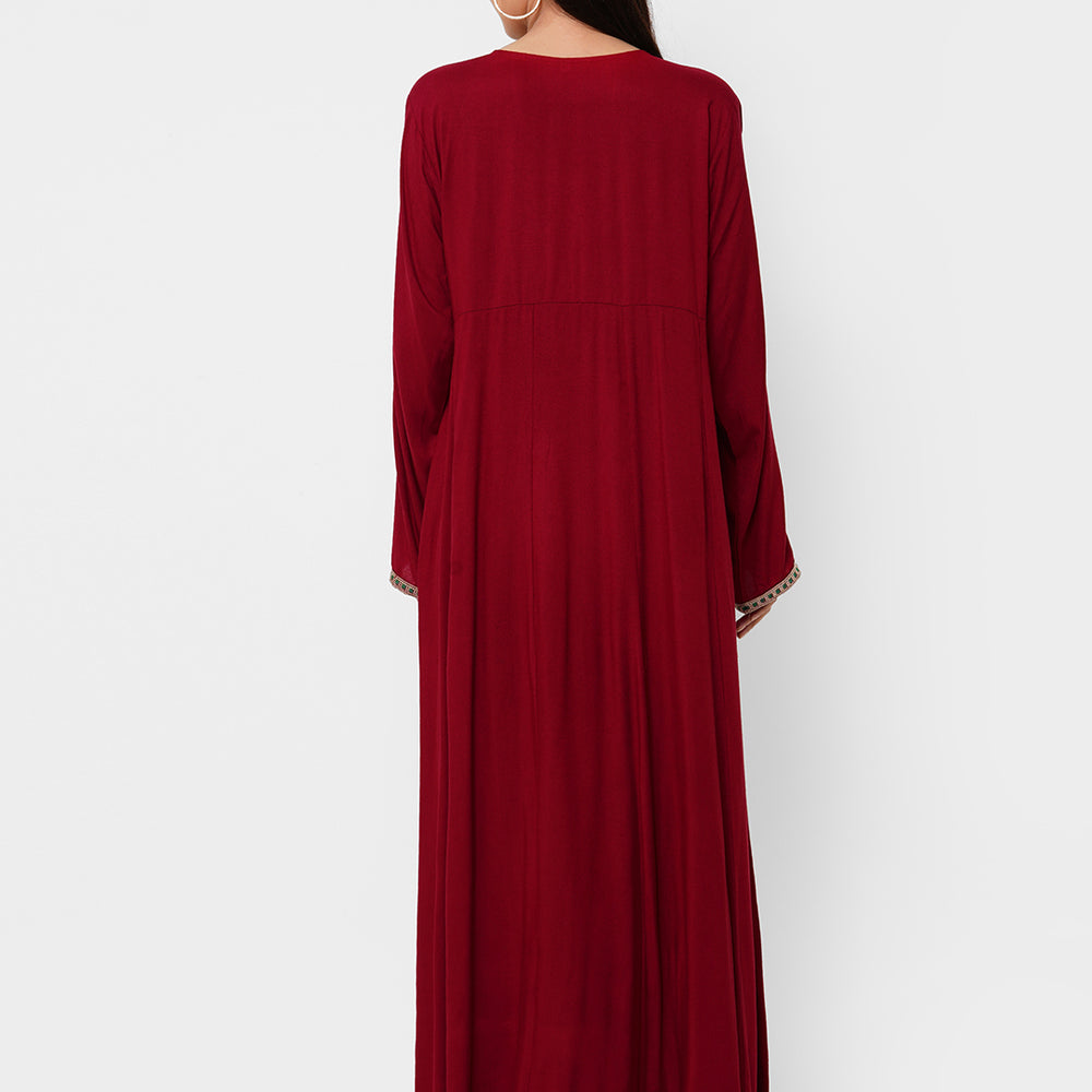 
                  
                    Casual Long Sleeve Boho-Chic in Maroon - Maxim Creation
                  
                